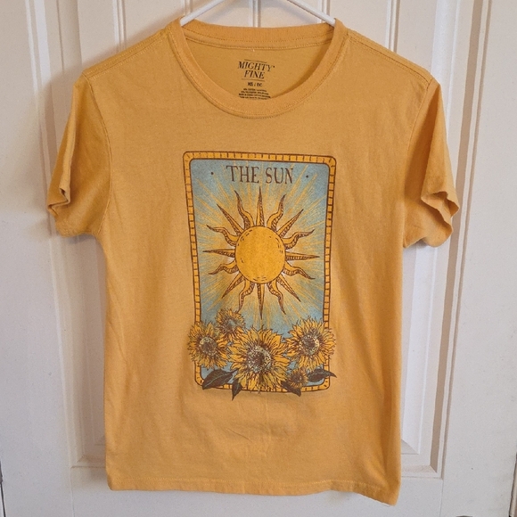 Yellow Sun Graphic Tee With Sunflowers - Picture 3 of 6
